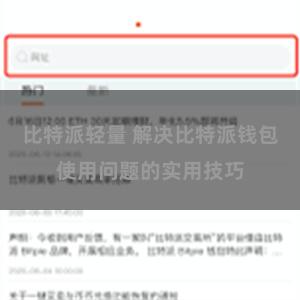 比特派轻量 解决比特派钱包使用问题的实用技巧