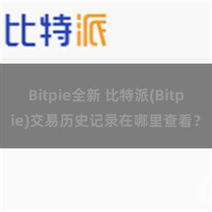 Bitpie全新 比特派(Bitpie)交易历史记录在哪里查看？